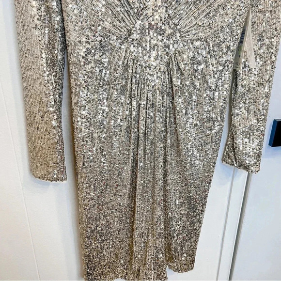 Eliza J gold sequin diamond panel dress NWT size 4 - Picture 11 of 13